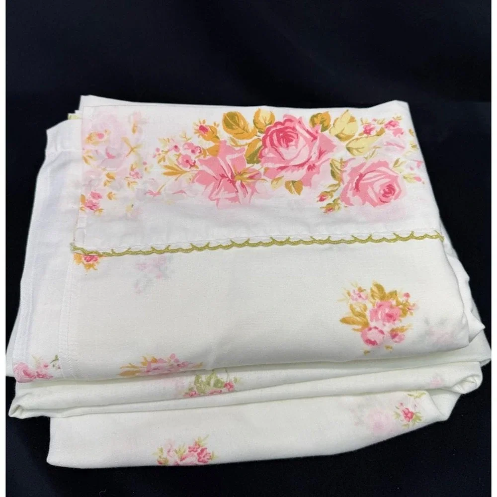 Vintage Cottagecore Sheet Set Springmade Floral Double Flat/Fitted Shabby Chic